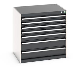 Bott Cubio drawer cabinet with overall dimensions of 800mm wide x 650mm deep x 800mm high Cabinet consists of 4 x 75mm, 1 x 100mm and 2 x 150mm high drawers 100% extension drawer with internal dimensions of 675mm wide x 525mm deep. The drawers... Bott100% extension Drawer units 800 x 650 for Labs and Test facilities